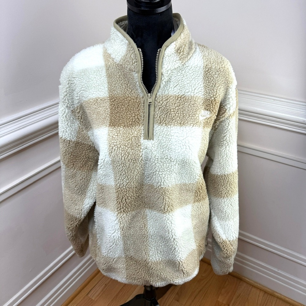 Nike Club Men's Winterized Half-Zip Plaid Sherpa Size Small NWT - Picture 4 of 11